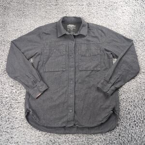 REI Co Op Shirt Men Small Gray Solid Flannel Lumberjack Button Casual Outdoor